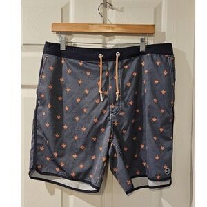 Johnnie-O Bonita Swim Trunks Mens XL Palm Print Lined Stretch Beach
